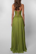 Vivian Pleated Corset Maxi Dress