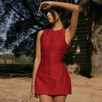 Celeste Button-Front Sleeveless Mini Dress