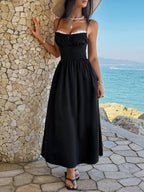 Alecto Pleated Spaghetti Strap Midi Dress