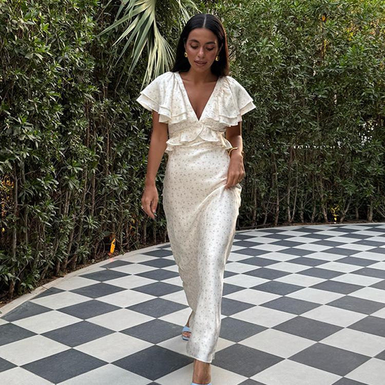 Taylor Ruffle Sleeves Midi Dress
