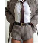 Lucy Houndstooth Belted Shorts Suit