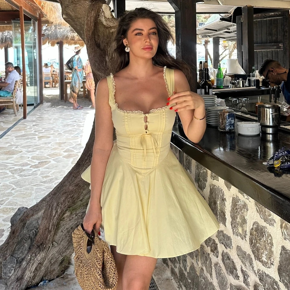 Beatrice Retro Plunge Mini Dress