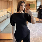 Sienna Tricot Balloon Sleeve Top