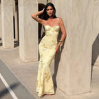 Beatrice Appliqué Tie-Back Maxi Dress