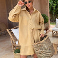 Sophia Linen Button-Down Shirt & High-Waist Shorts Set