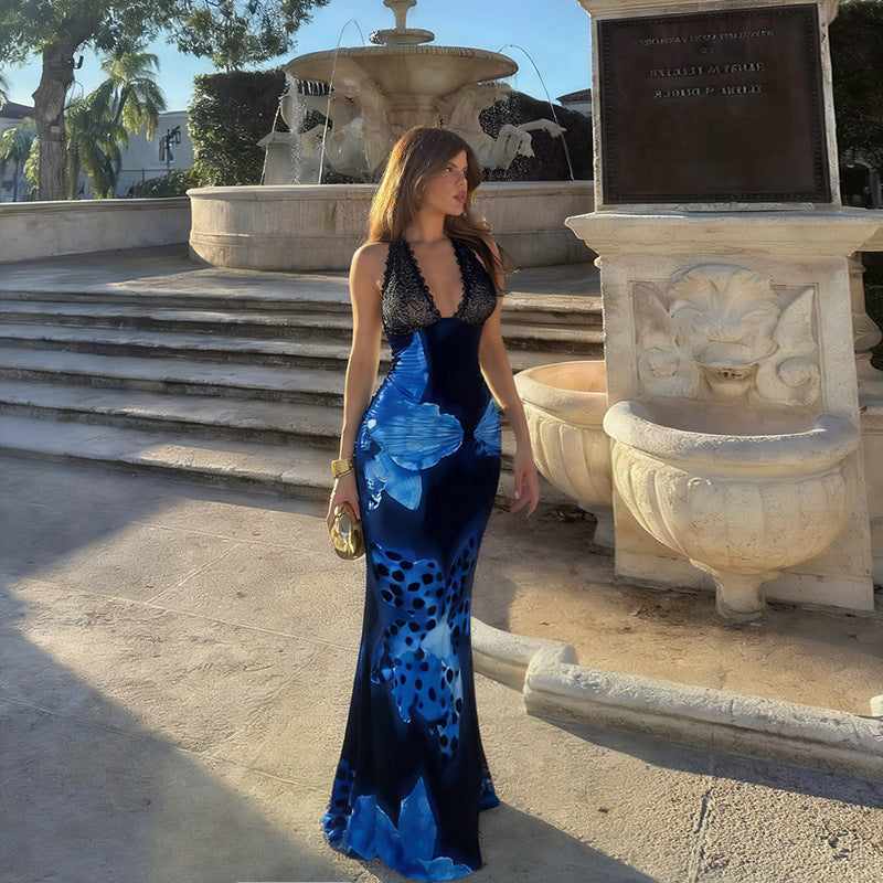 Bianca Tie Dye Lace Detail Maxi Dress