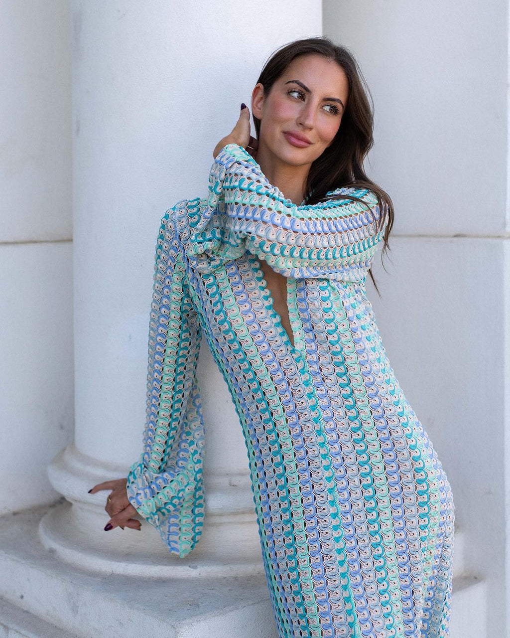 Beatrice Crochet Stripe Maxi Dress