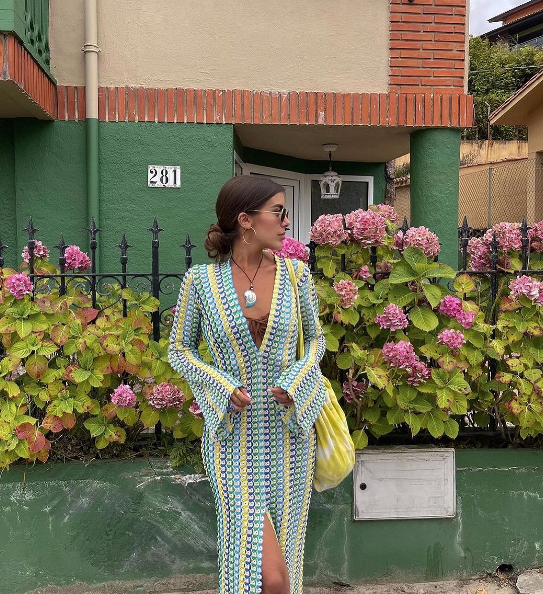 Beatrice Crochet Stripe Maxi Dress