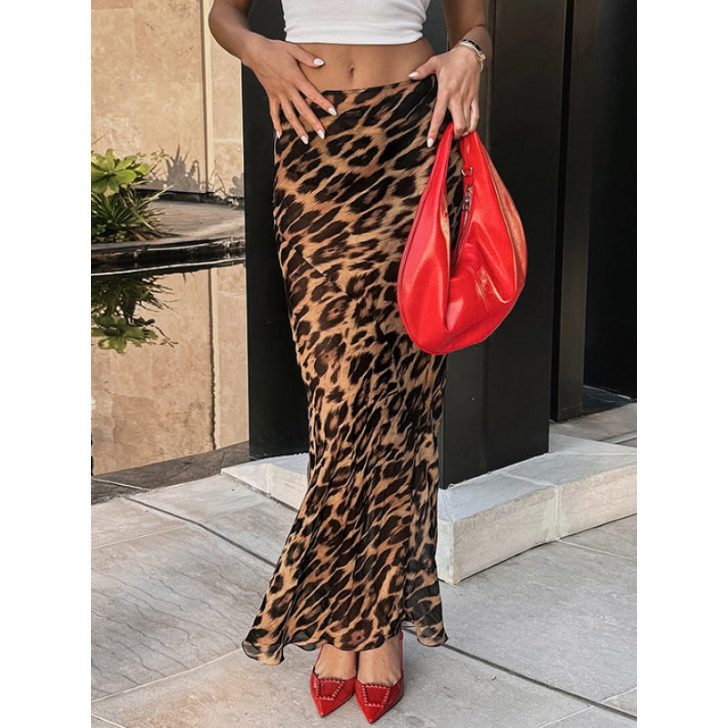 Anais Leopard Chiffon Mermaid Maxi Skirt
