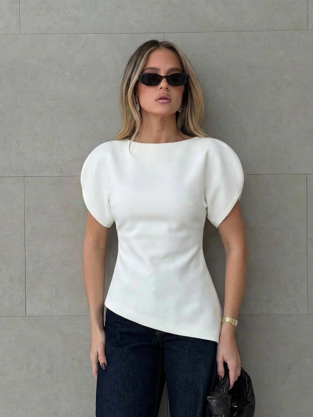 Sienna Tricot Balloon Sleeve Top