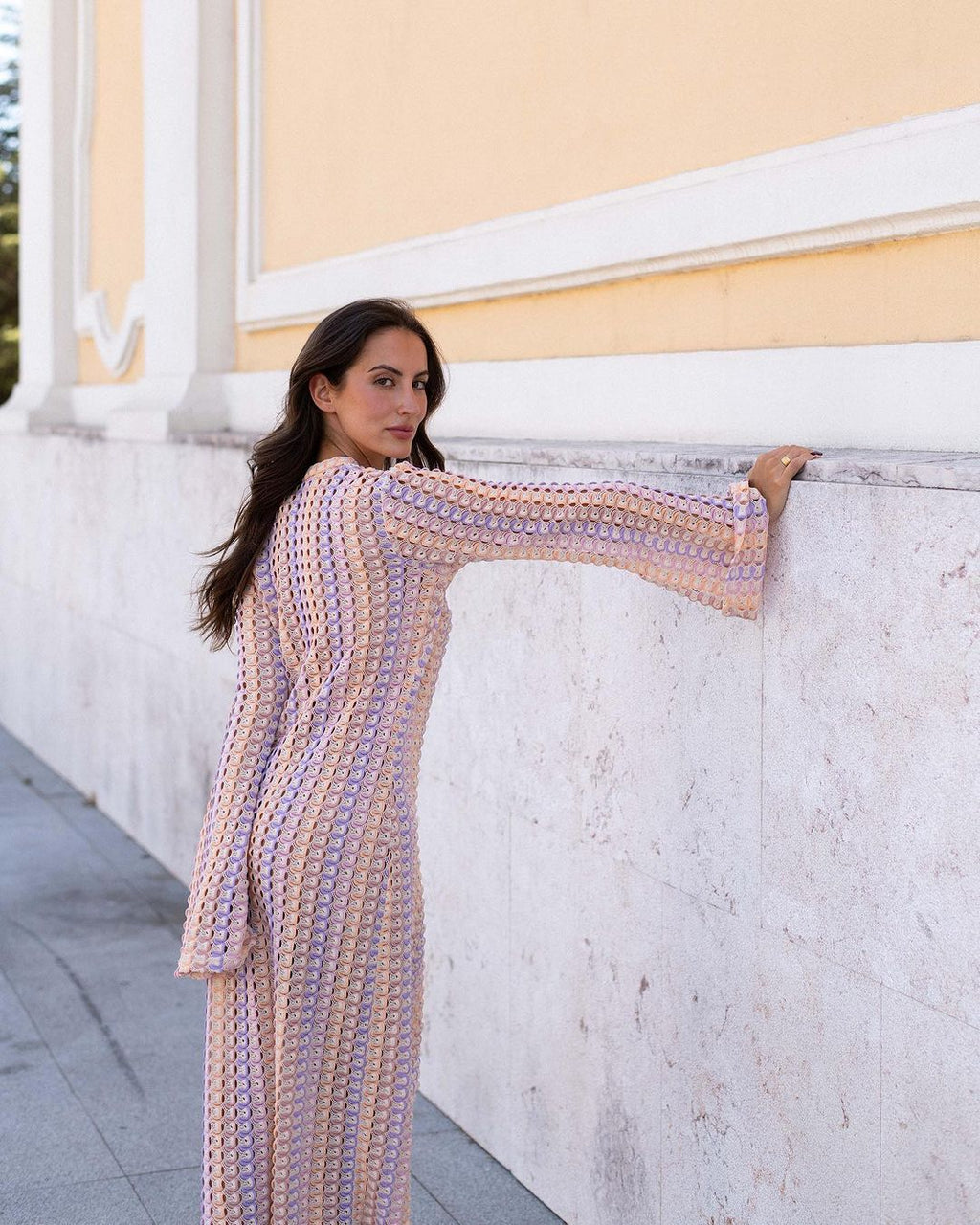 Beatrice Crochet Stripe Maxi Dress