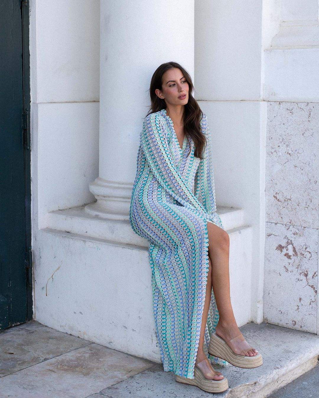 Beatrice Crochet Stripe Maxi Dress