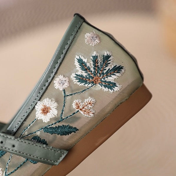 Fleur Embroidered Ballet Flats