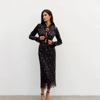 Celeste Lace Trim Floral Hollow Out Top and Maxi Skirt Set