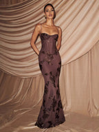 Beatrice Appliqué Tie-Back Maxi Dress
