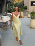 Elara Satin Midi Dress