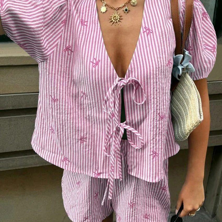 Arielle Striped Tie-Front Co-Ord Set