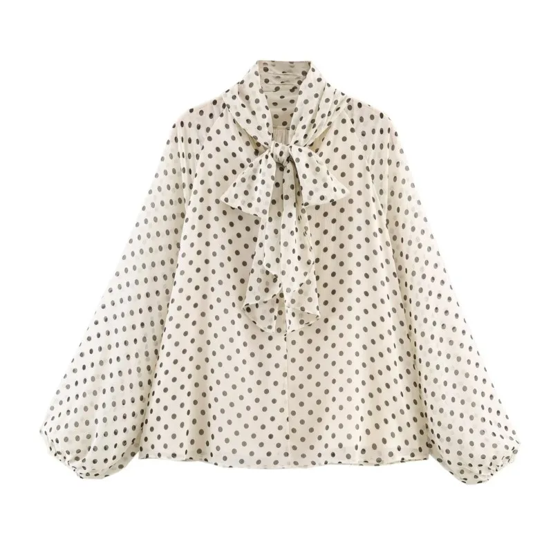 Sofia High Collar Polka Dot Blouse