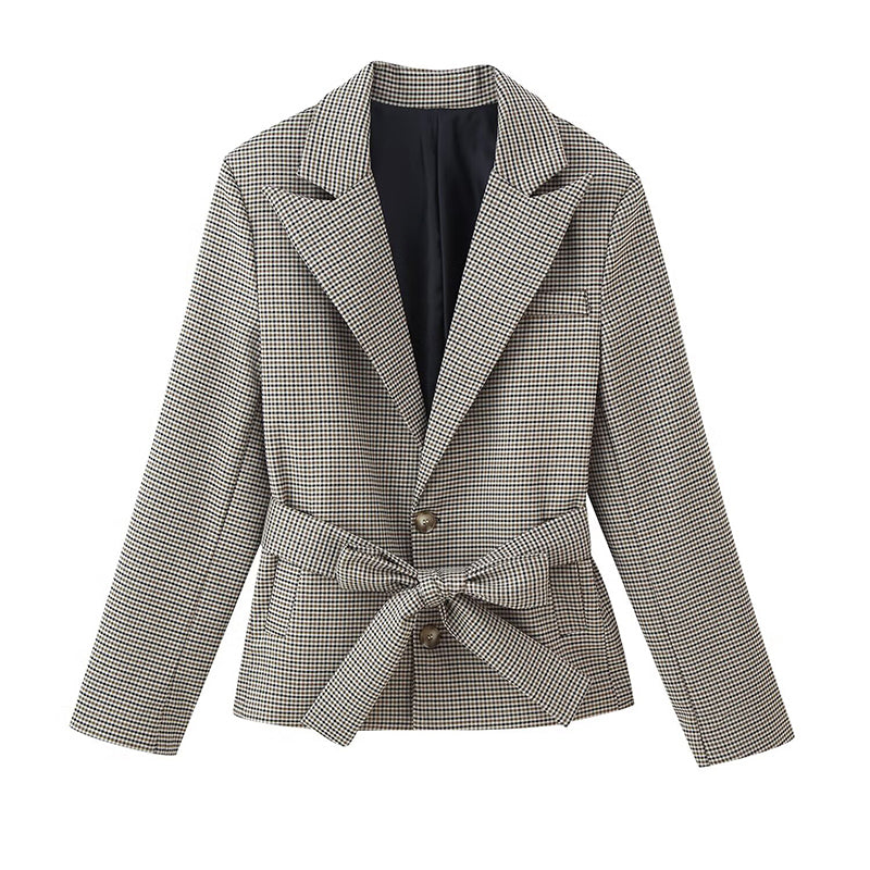 Lucy Houndstooth Belted Shorts Suit