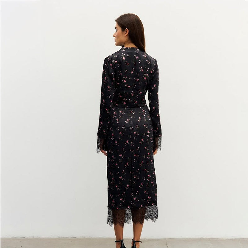 Celeste Lace Trim Floral Hollow Out Top and Maxi Skirt Set