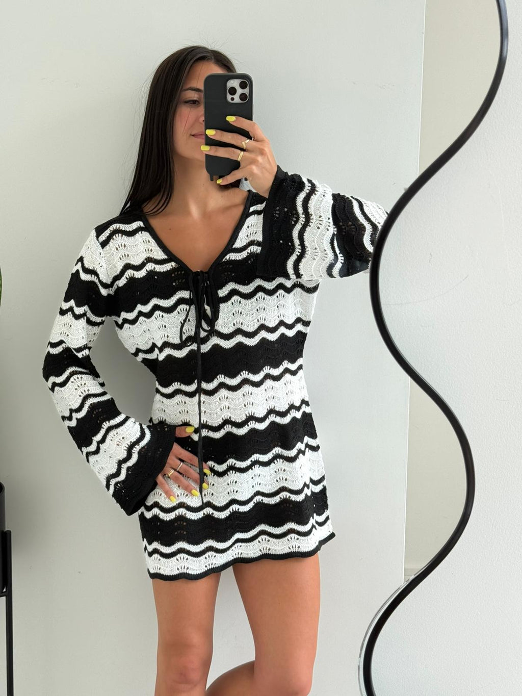 Monroe Crochet Wave Mini Dress