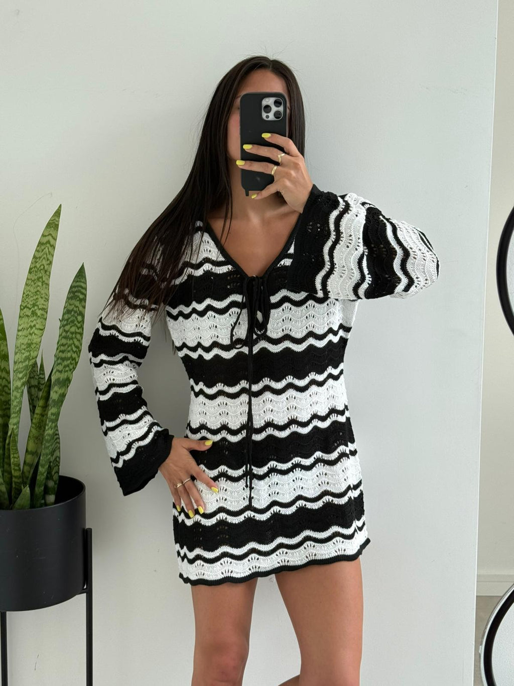 Monroe Crochet Wave Mini Dress