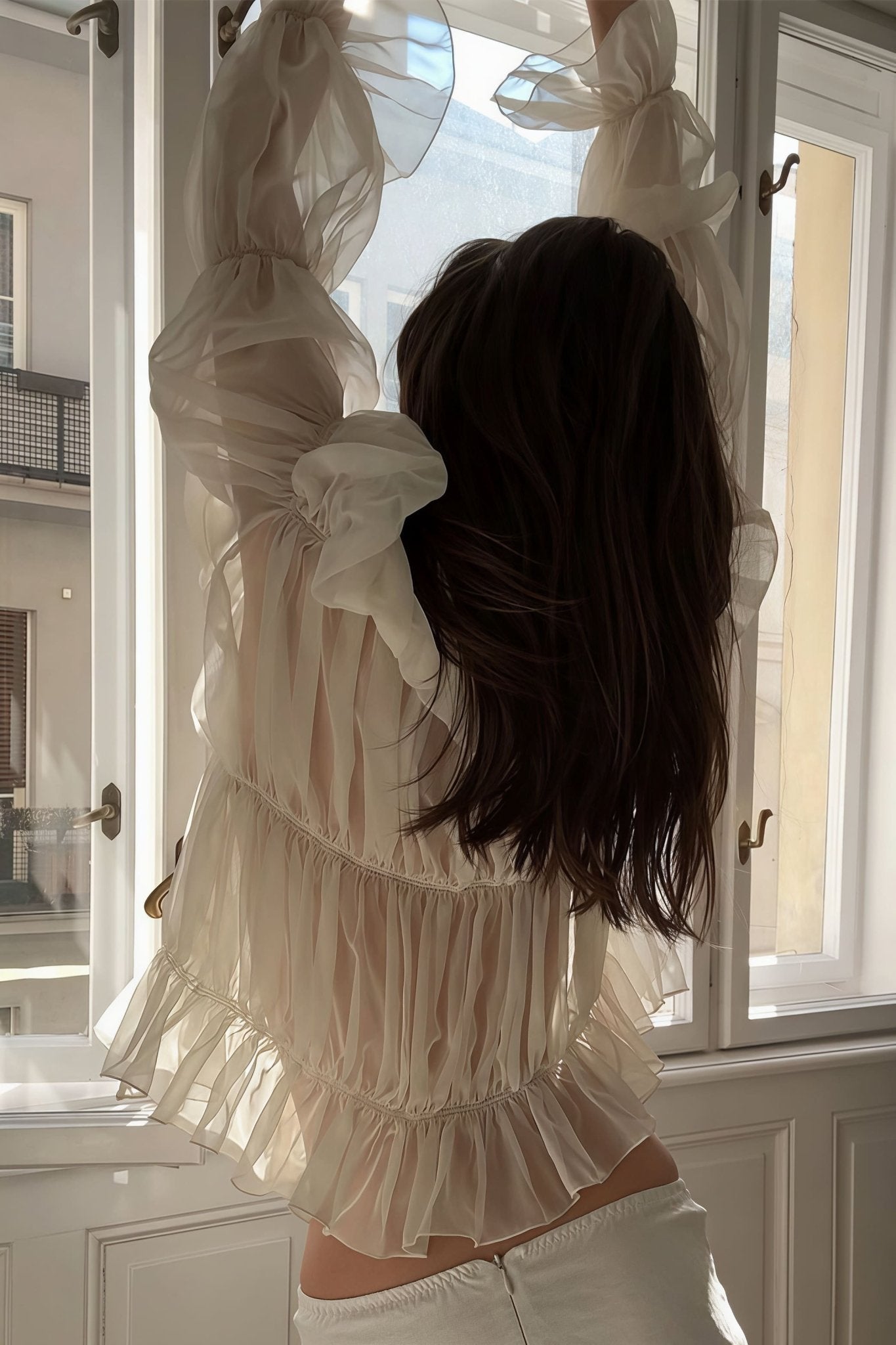 Elara Ruched Ruffle Blouse