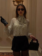 Sofia High Collar Polka Dot Blouse