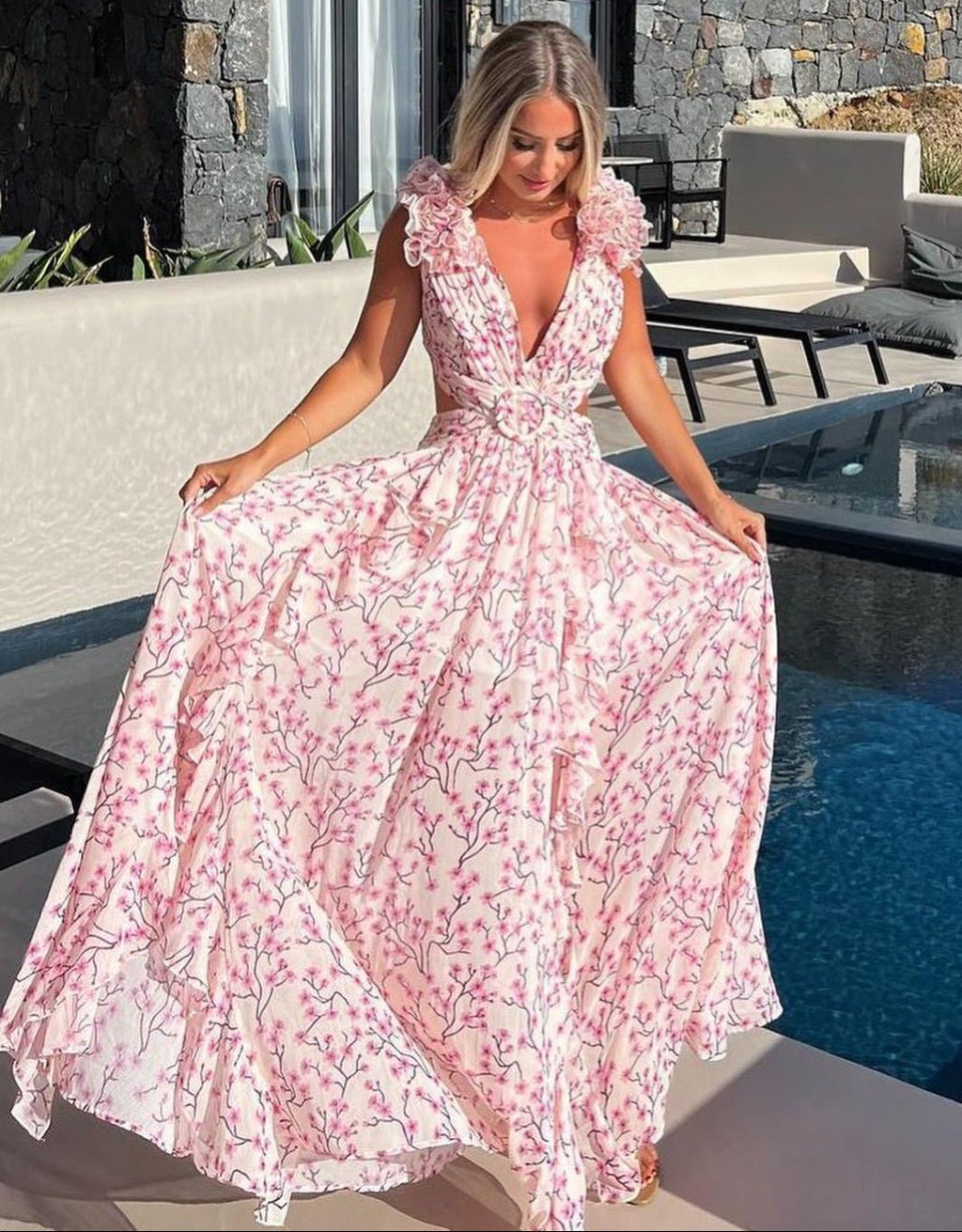 Rosalie Floral Cut-Out Maxi Dress