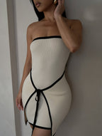 Noir Élan Lace-Up Mini Dress