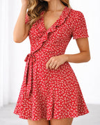 Celeste Floral V-Neck A-Line Mini Dress