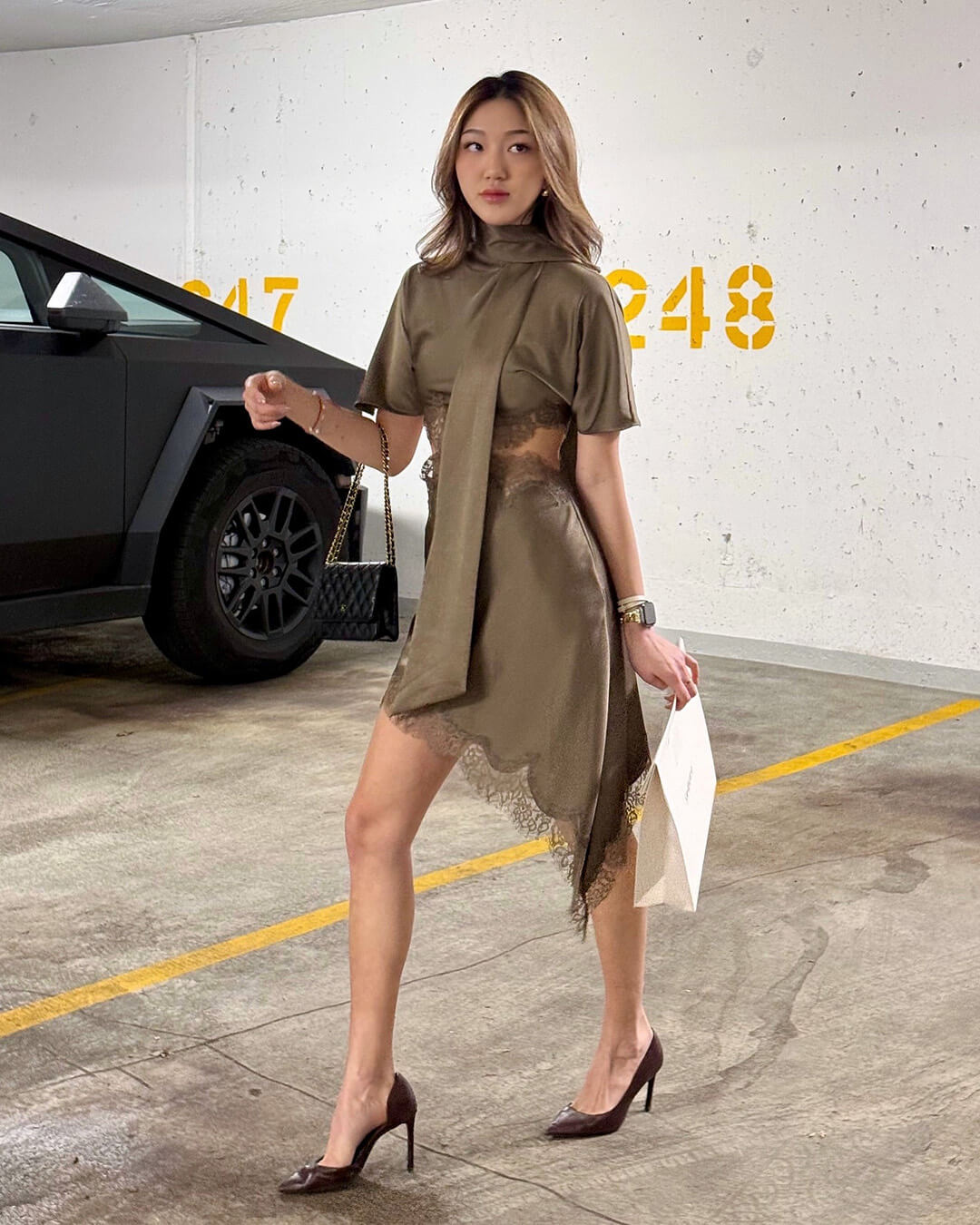 Celeste Asymmetric Satin Mini Dress
