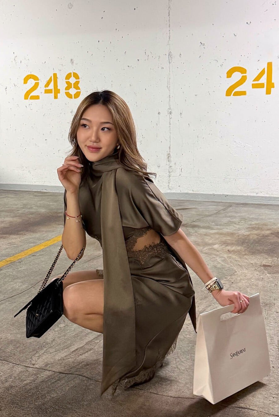 Celeste Asymmetric Satin Mini Dress