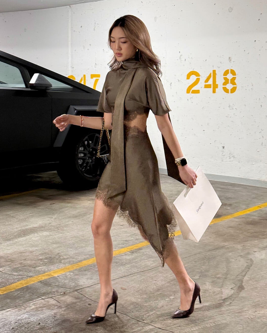 Celeste Asymmetric Satin Mini Dress