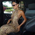 Cindy Leopard Halter Neck Maxi Dres