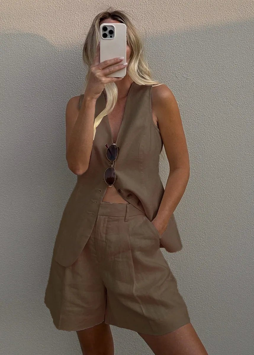 Amara Tailored Vest & Shorts Set