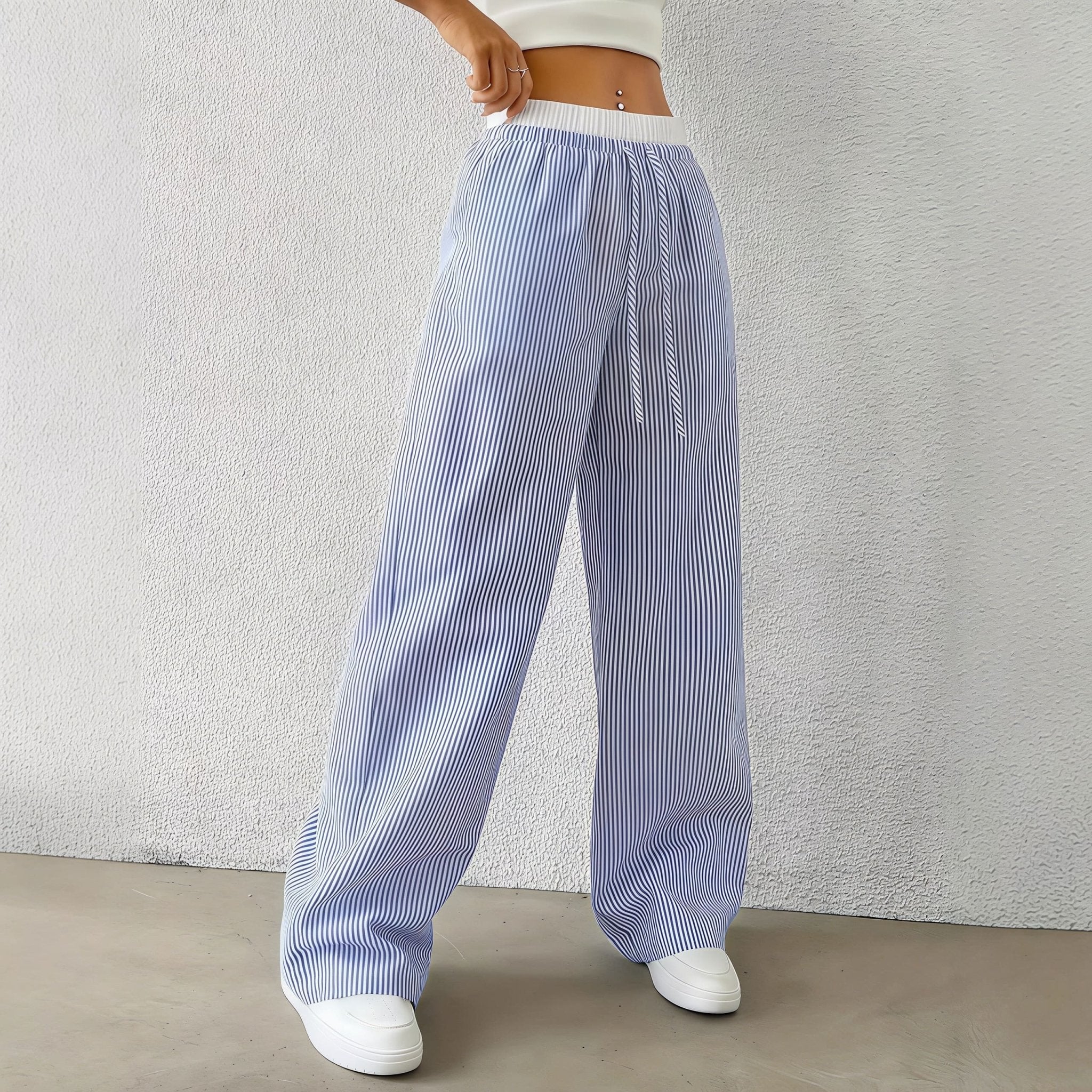 Soleia Pinstripe Wide-Leg Trousers