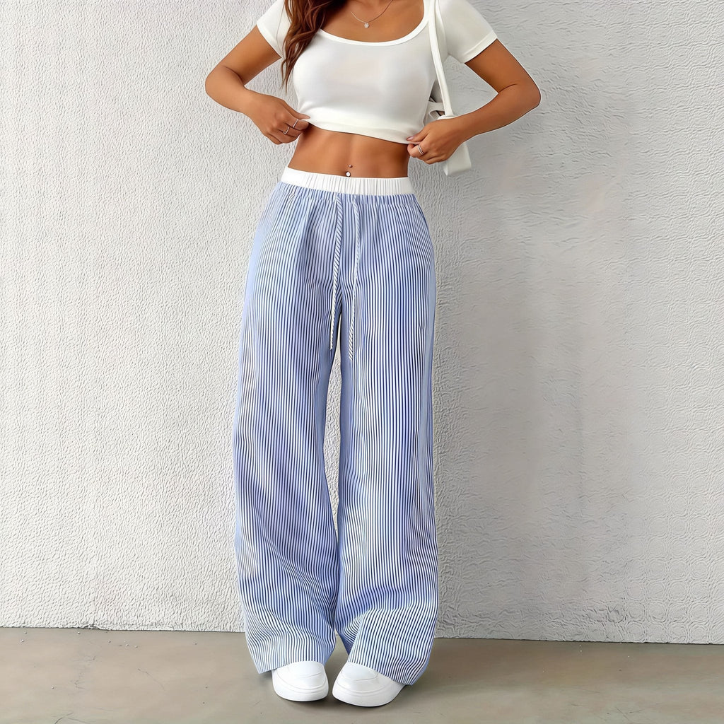 Soleia Pinstripe Wide-Leg Trousers