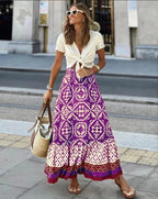 Zara Boho Printed Midi Swing Skirt