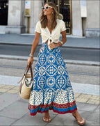 Zara Boho Printed Midi Swing Skirt