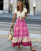 Zara Boho Printed Midi Swing Skirt